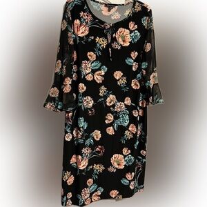 Floral Print Dress with Bell Sleeves